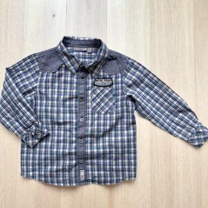 Mexx Blue Plaid Long Sleeve Motor Cycles Button Down Shirt Size 24-30 M